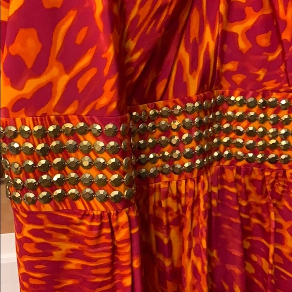 💕HP💕Laundry by Shelli Segal orange print halter dress - Picture 3 of 11